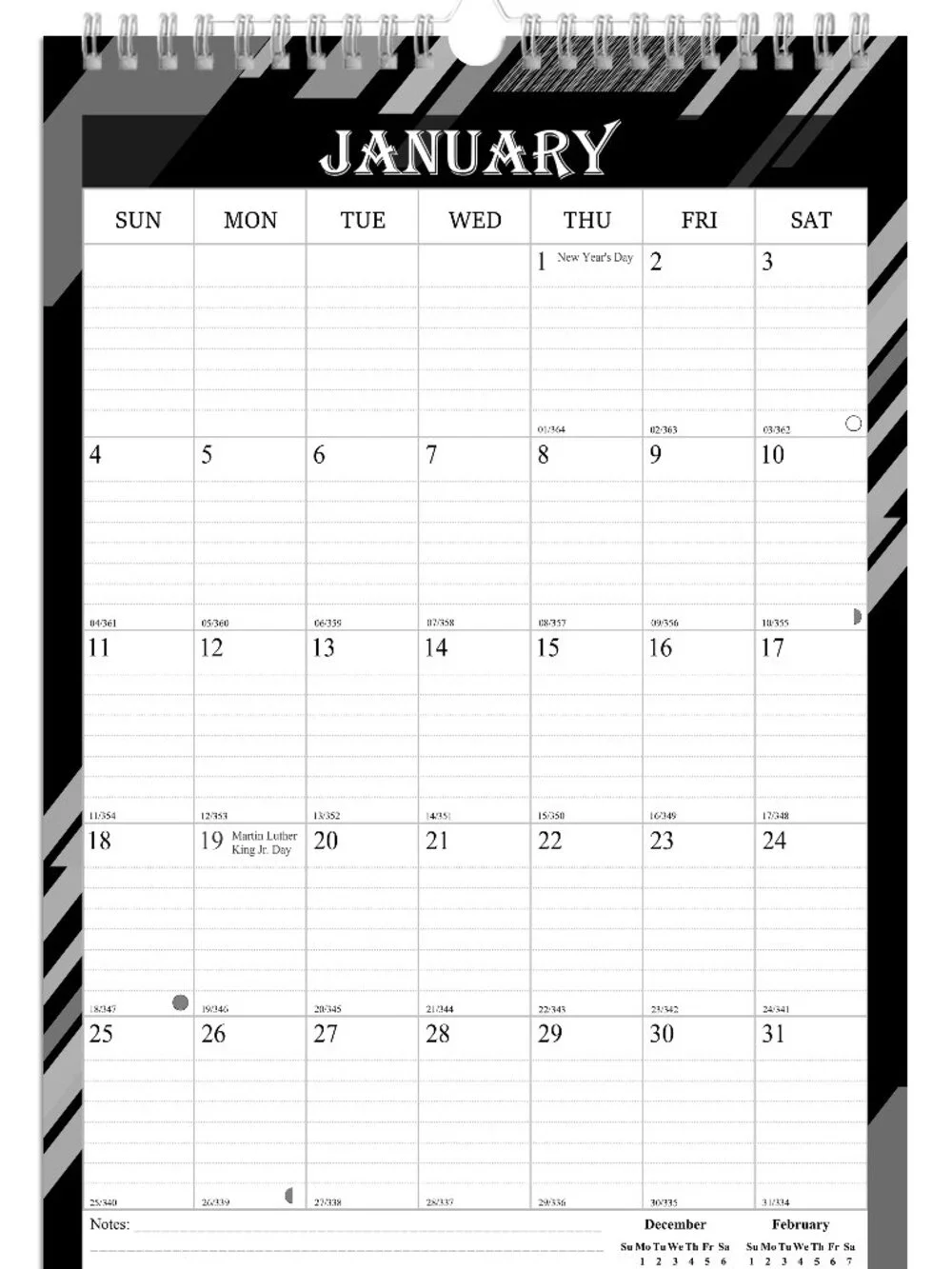 2027 Wall Calendar Spiral-bound Twin-Wire Binding - 12 Months 11
